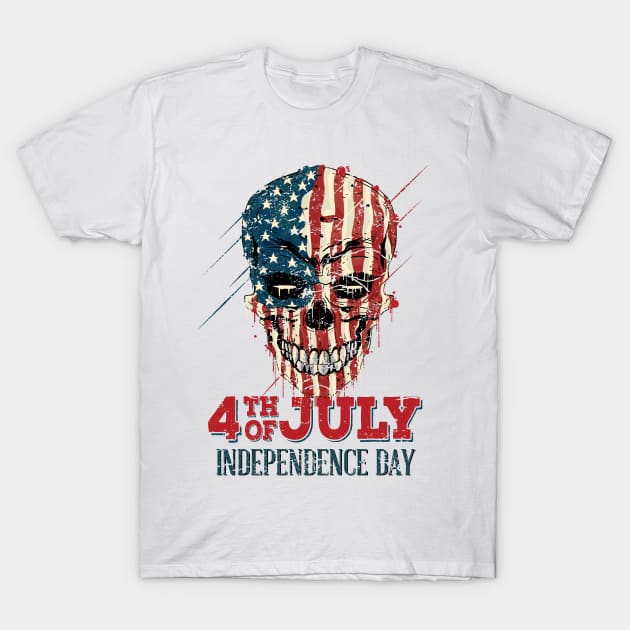 4th of July Independenca Day Skull T-Shirt by RockabillyM